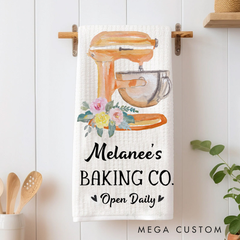 Personalized Baking Mixer Kitchen Towel The Baking Co Decorative Tea Towel Baking Kitchen Dish Towel for Baking Lover Gift