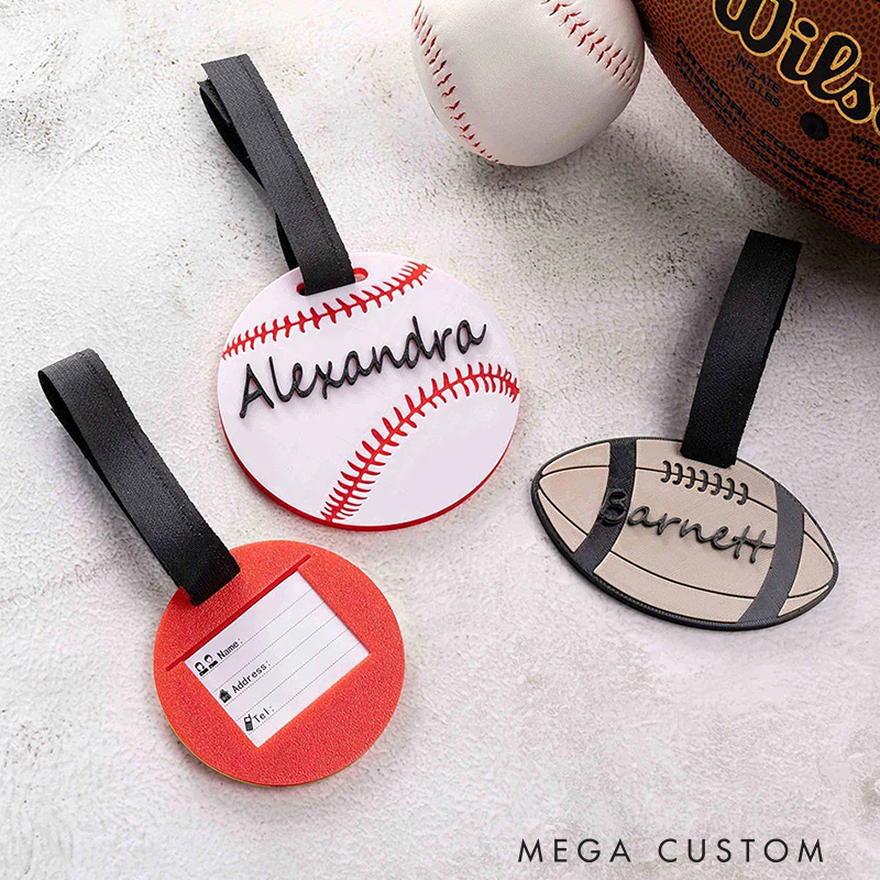 Personalized 3D Printed Softball Basketball Sports Luggage Bag Tag with Name 
