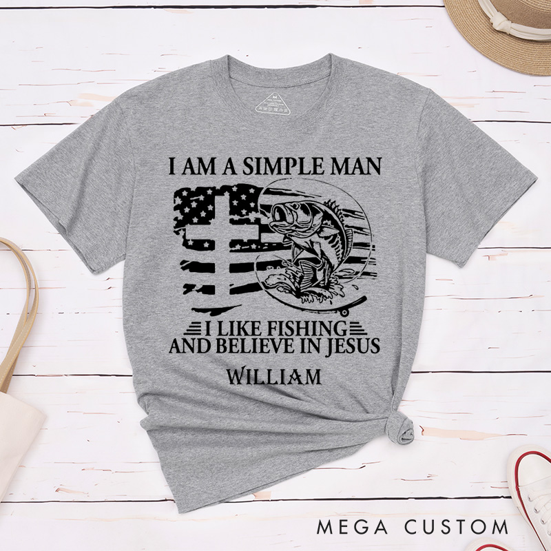 Personalized a Fisher of Men Classic T-Shirt with Name Cotton Shirt Religious Gift Faith Gift for Christians