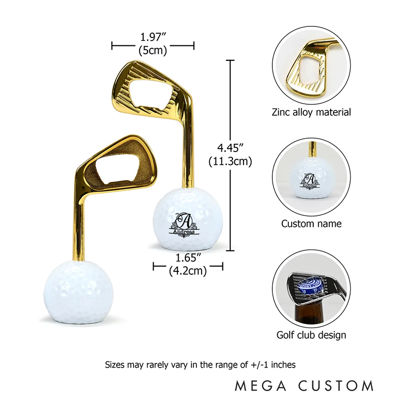 Personalized Golf Club Bottle Opener with Custom Initials and Name for Beer Lovers Golf Enthusiasts  