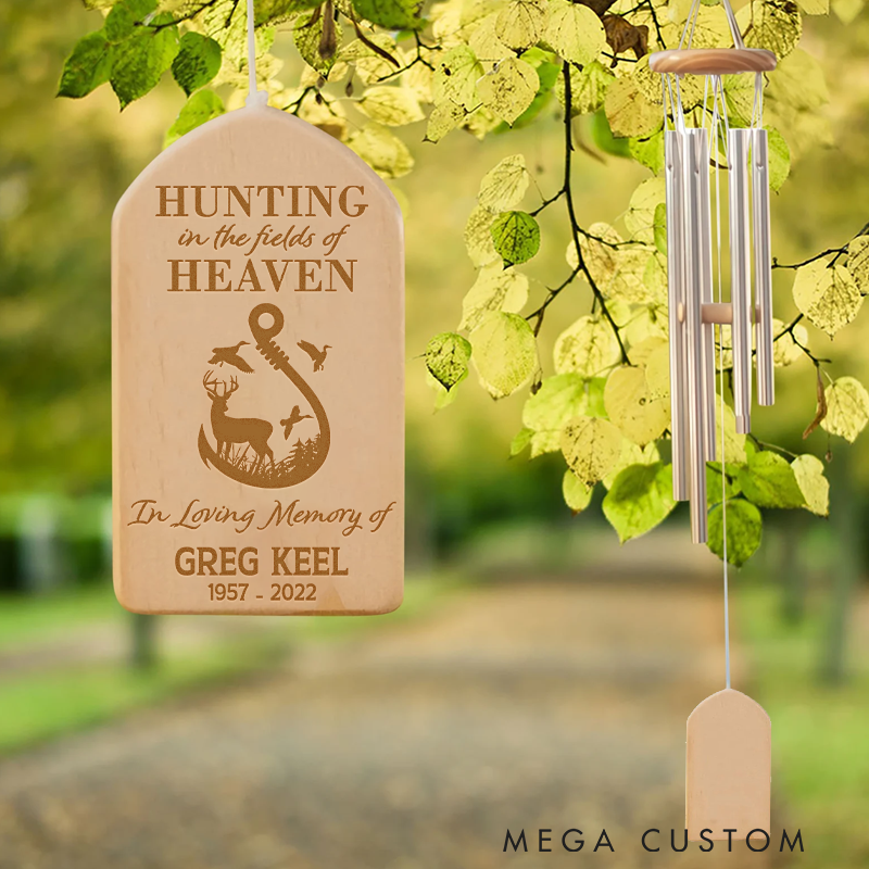 Personalized Hunting in Heaven Wind Chime Hunting Memorial Wind Chime in Loving Memory Sign Hunting Memories Sympathy Bereavement Gift Garden Decor