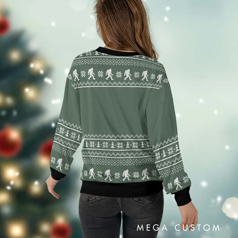 Personalized Ugly Sweater Rockstar Bigfoot Playing Electric Guitar Sweater Music Christmas Sweater Song Fan Family Sweater