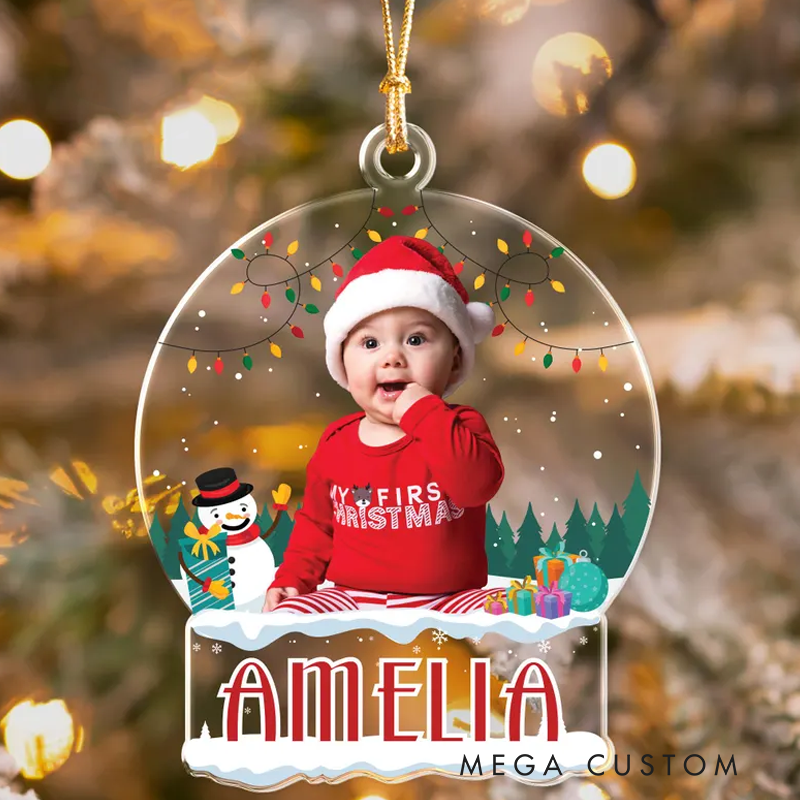 Personalized Photo Ornament  Acrylic Christmas Decor Kid Photo Keepsake Child Picture Ornament Name Ornament