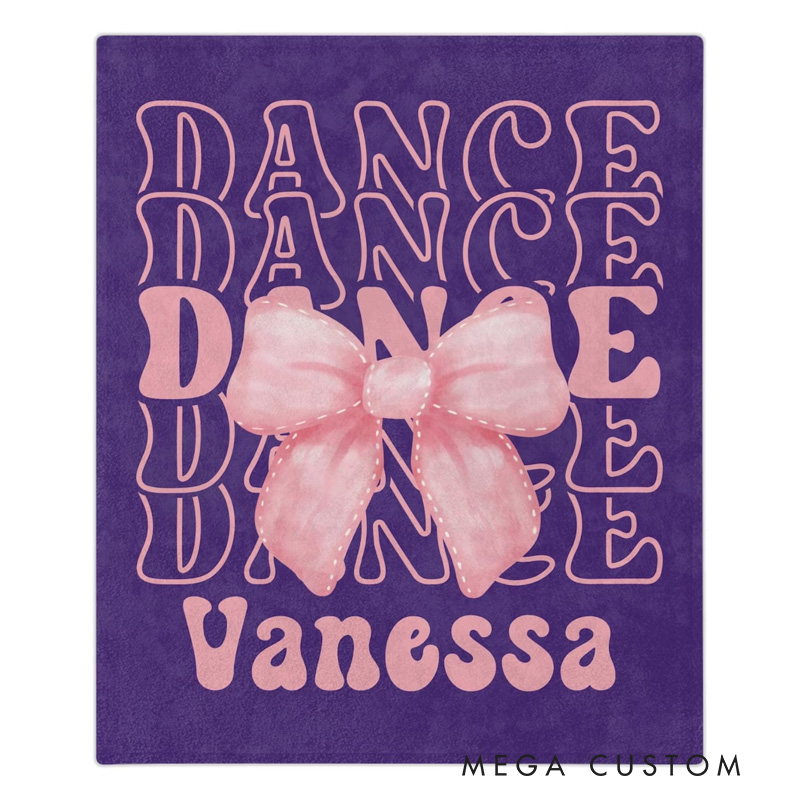 Personalized Dance Dance Dance Blanket Flannel Blanket Ballet Lover Blanket with Name for Dance Lovers Dancer