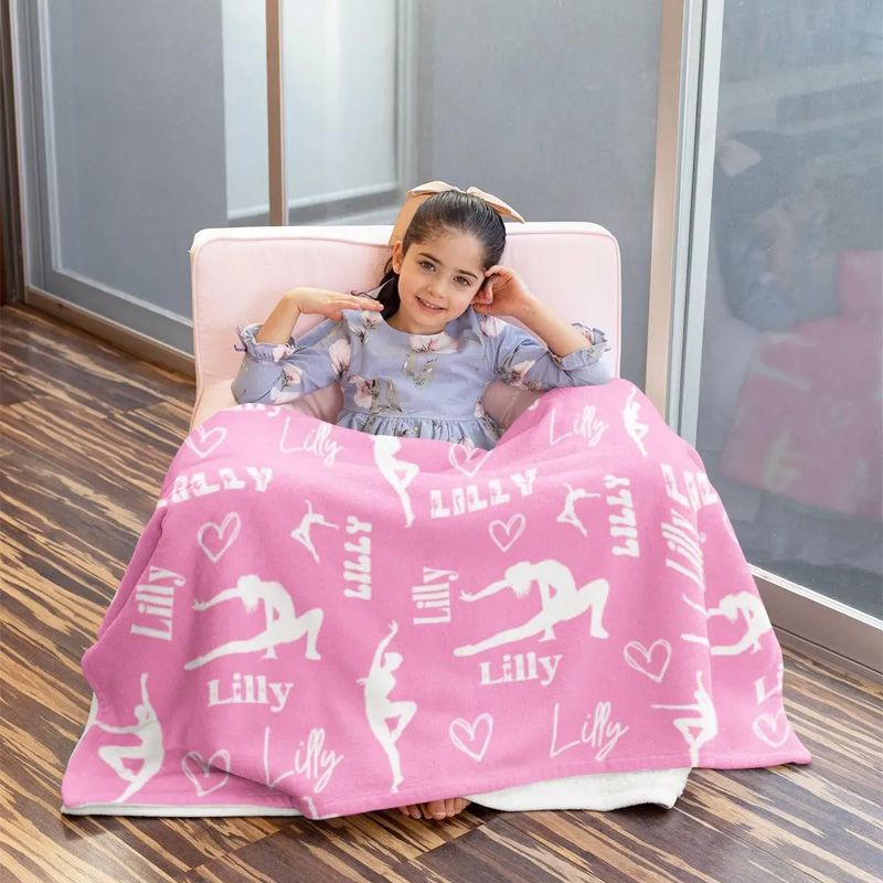 Personalized Dance Ballet Motifs Blanket Flannel Blanket Ballet Lover Blanket with Name for Dance Lovers Dancer