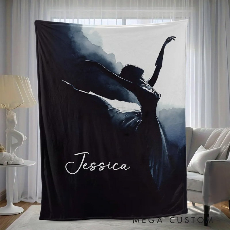 Personalized Dance Enthusiasts Blanket Flannel Blanket Ballet Lover Blanket with Name for Dance Lovers Dancer