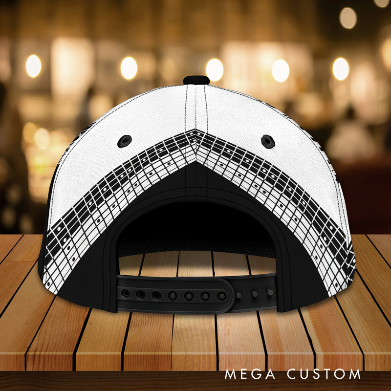 Personalized White and Black Guitar Cap Hat for Music Lover and Guitar Lover Guitar Lover 3D Full Print Cap