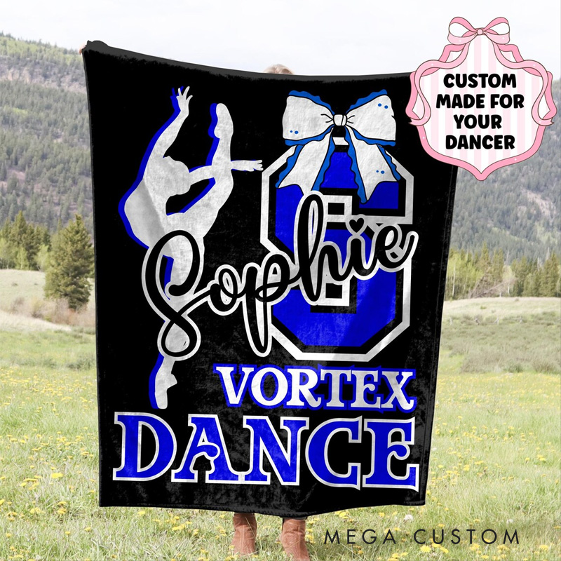 Personalized Dance Team Studio Blanket Flannel Blanket Ballet Lover Blanket with Name for Dance Lovers Dancer