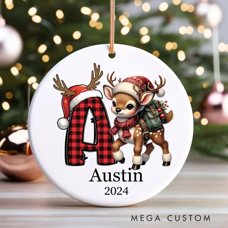 Personalized Initial Ornament Custom Letter Ornament Reindeer Ornament Personalized Christmas Ornament 2025