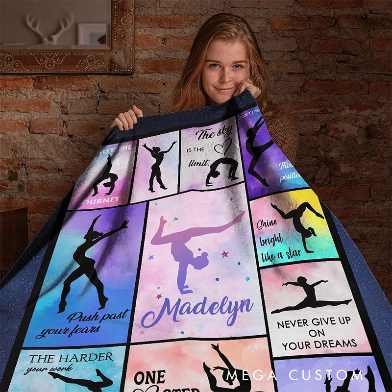 Personalized Gymnastics Blanket Flannel Blanket Ballet Lover Blanket with Name for Dance Lovers Dancer