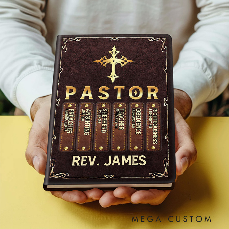 Personalized My Preacher Teacher & Shepherd Pastor Cardboard Notebook with Name Appreciation Gift for Pastor Religious Christian Gift