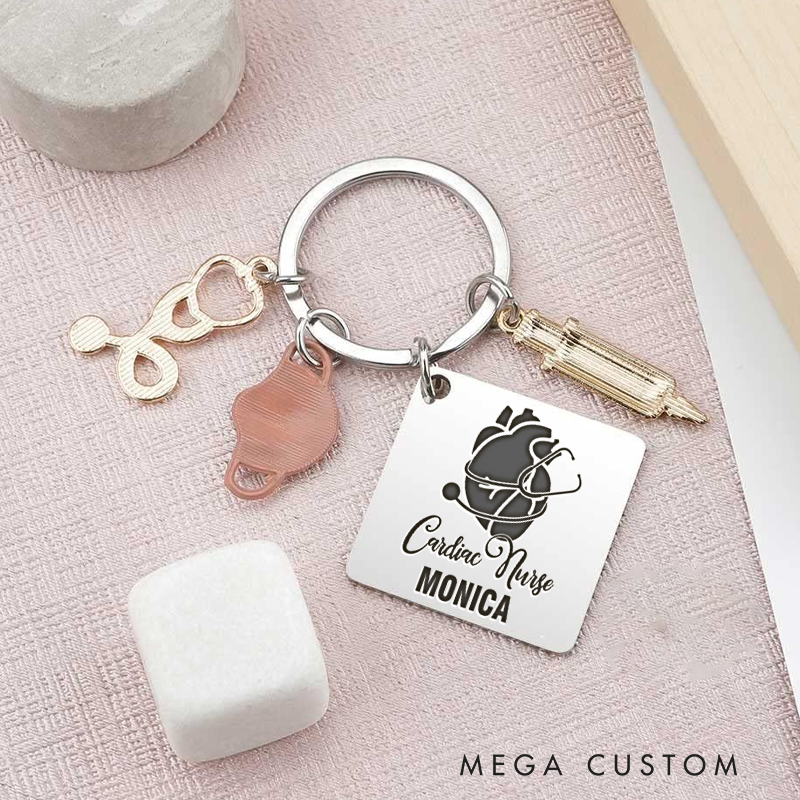 Personalized Cardiac Nurse Design Keychain Custom Stainless Steel Keychain Graduation Thank You Gifts