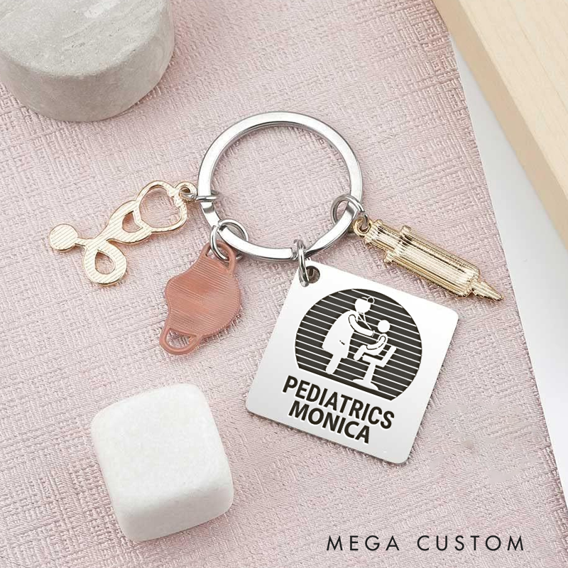 Personalized Pediatrics Nurse Design Keychain Custom Stainless Steel Keychain Graduation Thank You Gifts
