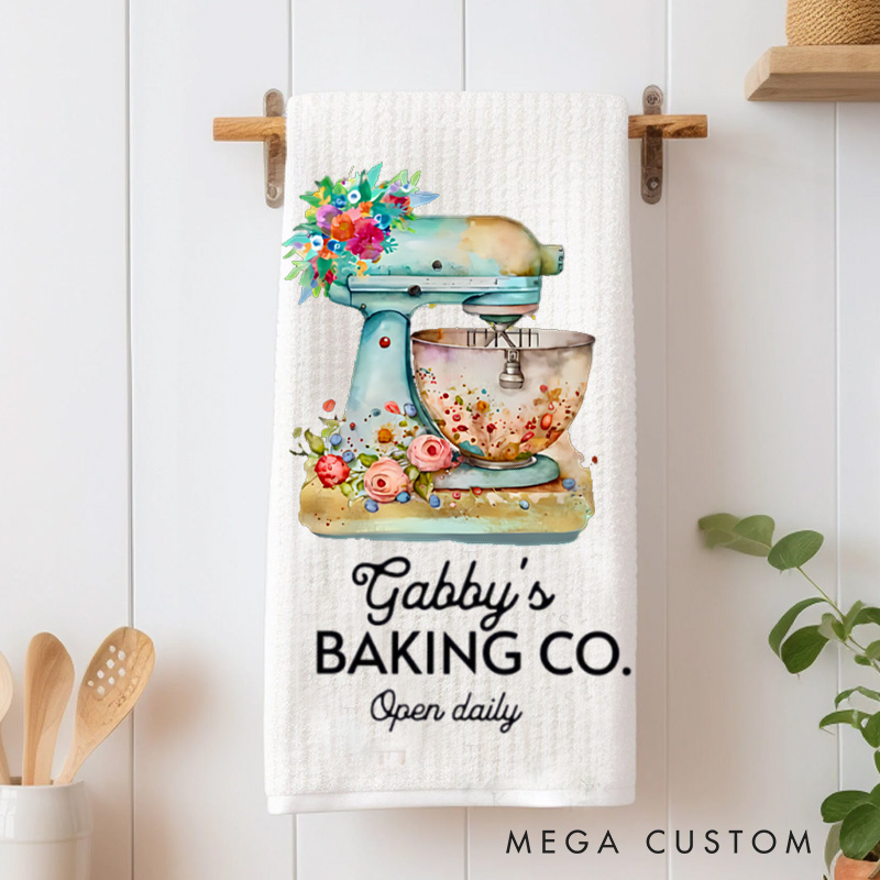 Personalized the Baking Company Kitchen Towel Bakers Dish Towel with Name Kitchen Mixer Hand Towel for Baking Lover Gift