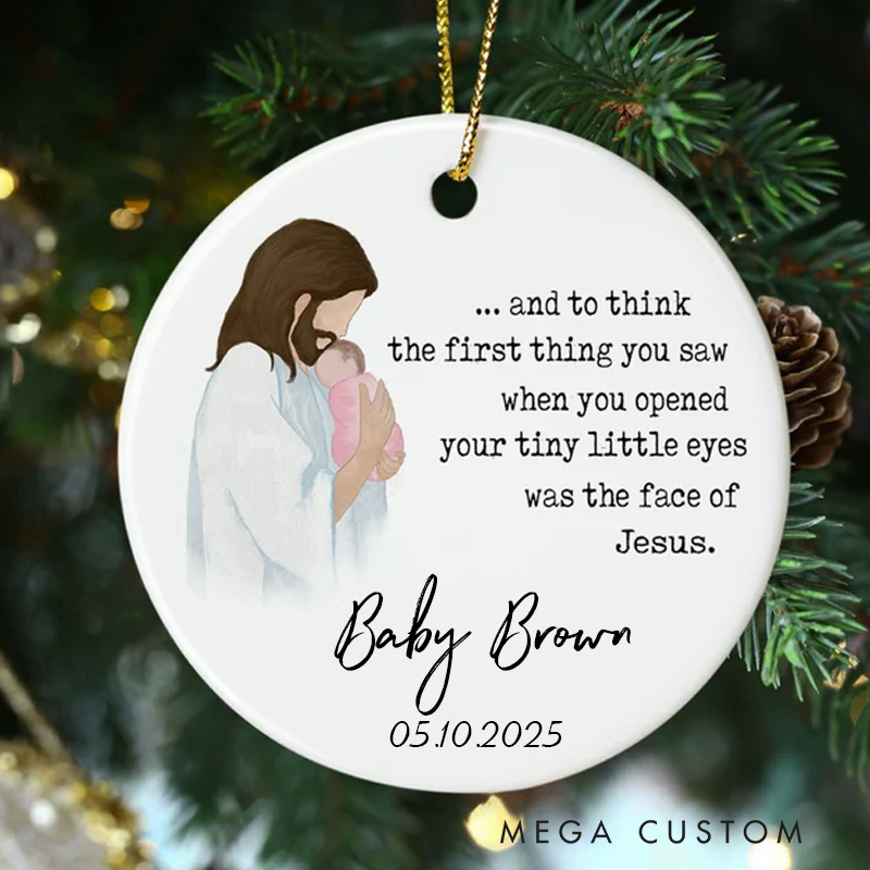 Personalized Baby Memorial Ornament Miscarriage Ornament Stillbirth Keepsake Jesus Holding Baby Ornament Sympathy Gift Custom Baby Loss Ornament