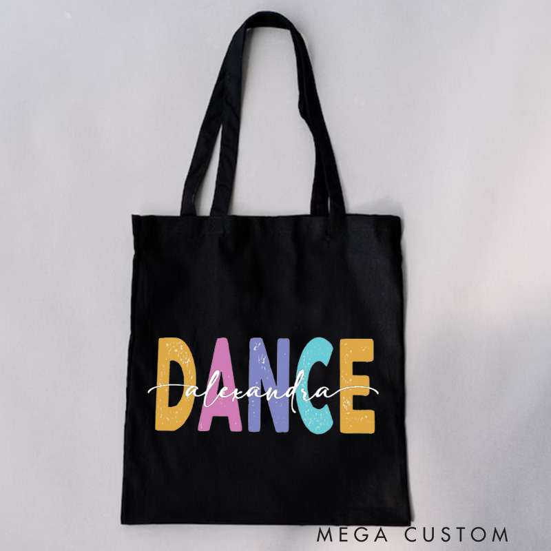 Personalized Bold Lettering Tote Bag Dance Bag Ballet Lover Tote with Name for Dance Lovers Dancer