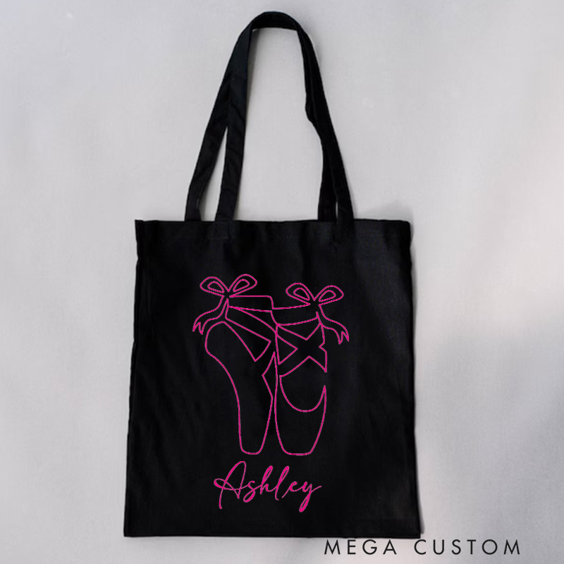 Personalized  Pink Pointe Shoes Tote Bag Dance Bag Ballet Lover Tote with Name for Dance Lovers Dancer