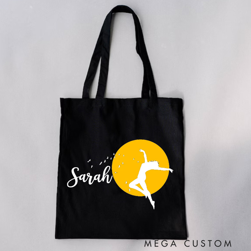 Personalized Moonlit Dancer Tote Bag Dance Bag Ballet Lover Tote with Name for Dance Lovers Dancer