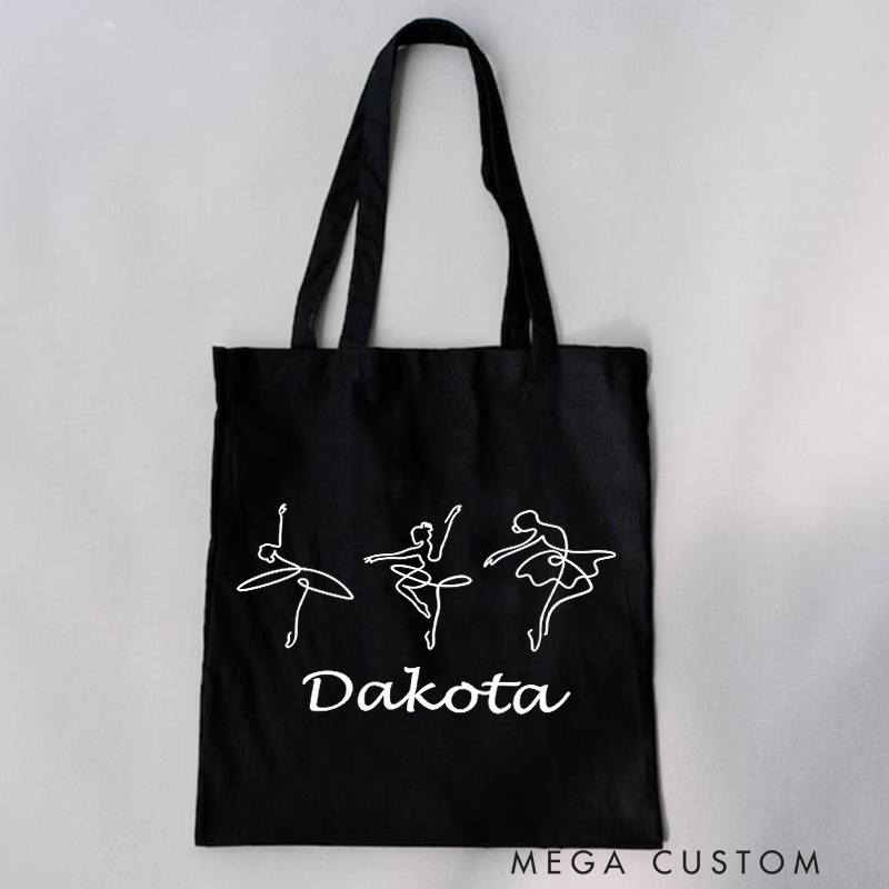 Personalized Dancer Illustrations Tote Bag Dance Bag Ballet Lover Tote with Name for Dance Lovers Dancer