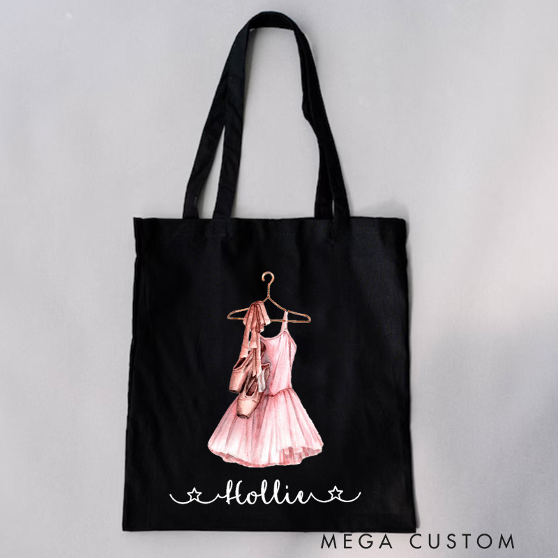 Personalized Elegant Dress Tote Bag Dance Bag Ballet Lover Tote with Name for Dance Lovers Dancer