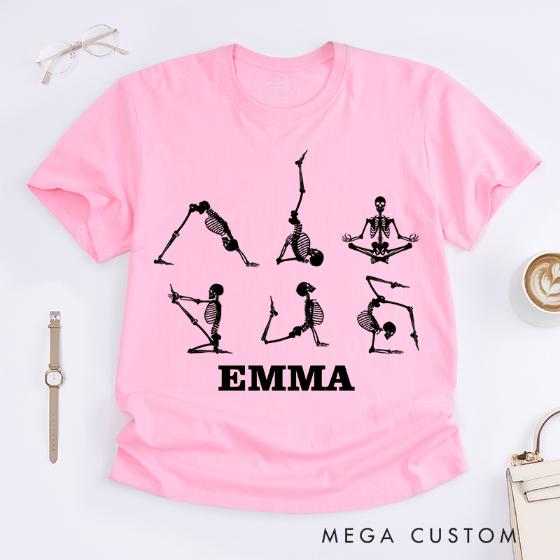 Personalized Yoga Skull T-Shirt Gothic Style T-Shirt Dark Style T-Shirt Yoga Lover T-Shirt