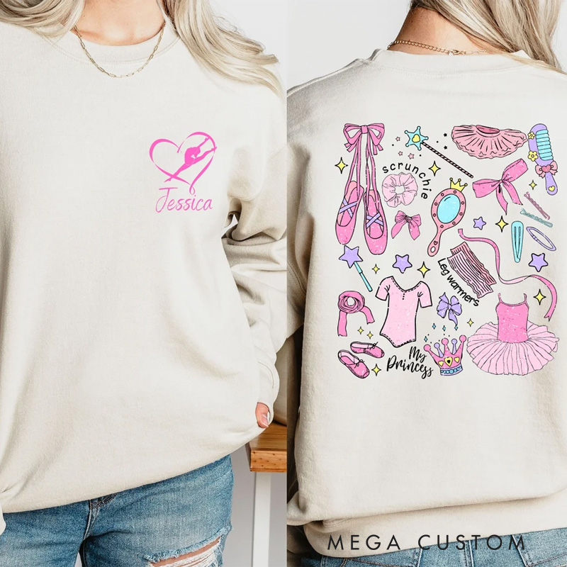 Personalized Heart and Dance Classic Sweatshirt Horror Film Crewneck Dance Lover Shirt for Dance Team