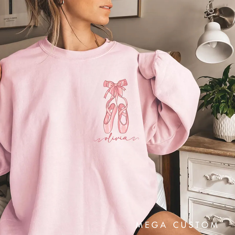 Personalized Pink Ballet Dance Shoes Classic Sweatshirt Horror Film Crewneck Dance Lover Shirt for Dance Team