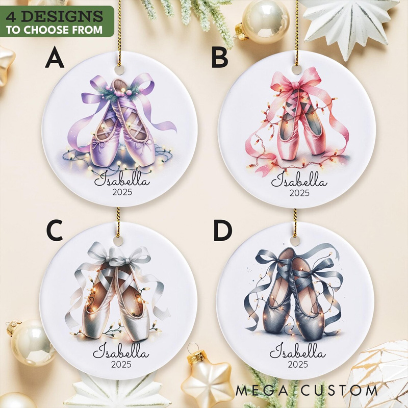 Personalized Ballet Shoes Ceramic Christmas Ornament Dance Lovers Christmas Gift Dancer Xmas Gift Christmas Decor