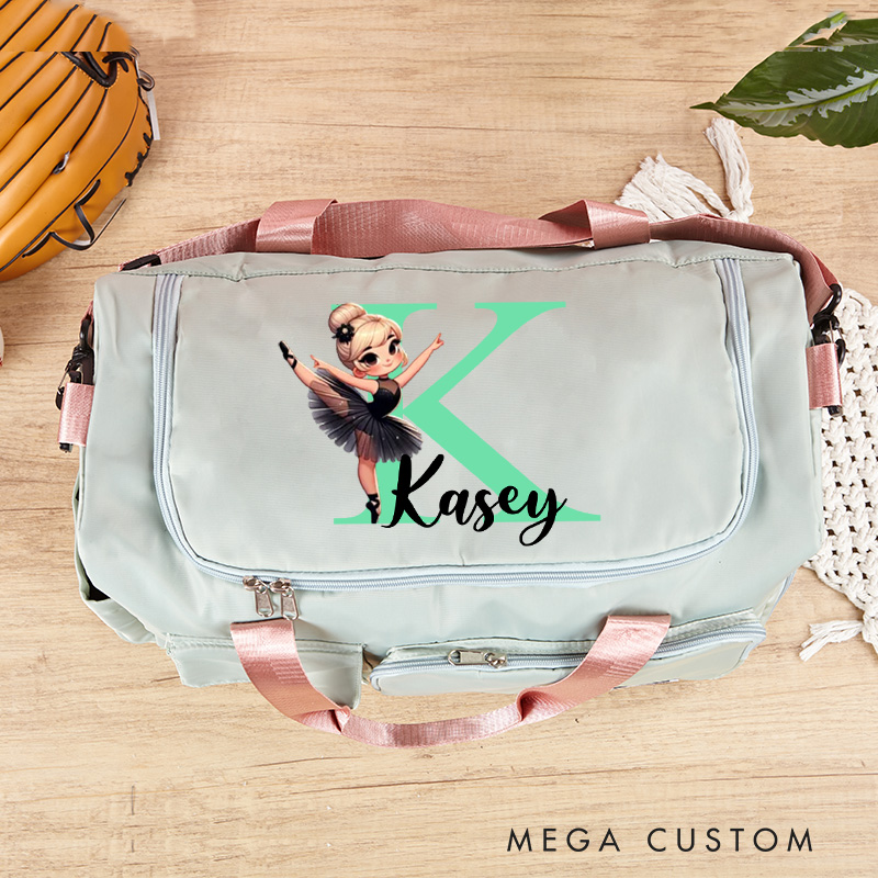 Personalized Cartoon Swan Lake Ballet Girl Stars Waterproof Large Travel Duffle Bag Dance Bag with Shoe Compartment and Shoulder Strap for Dance Lover