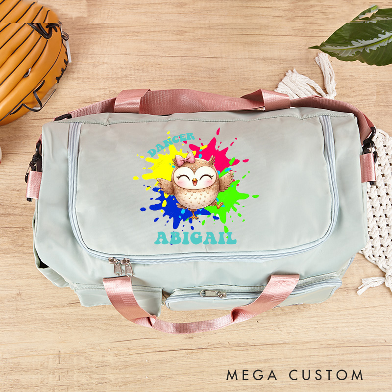 Personalized Cartoon Animal Dance Girl Stars Waterproof Large Travel Duffle Bag Dance Bag with Shoe Compartment and Shoulder Strap for Dance Lover