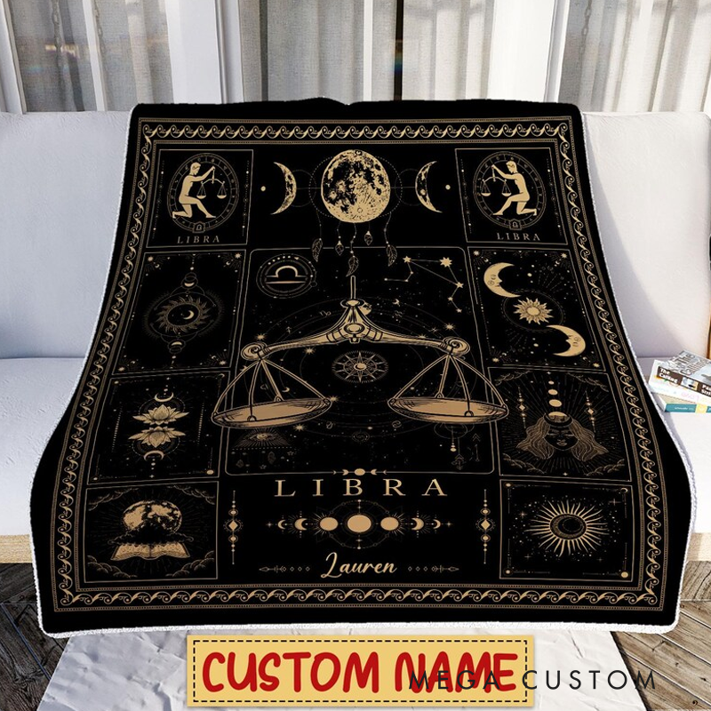 Personalized Zodiac Pisces Blanket Tarot Horoscope Astrology Blanket for Pisces Custom Name Constellations Quilt Horoscope Blanket