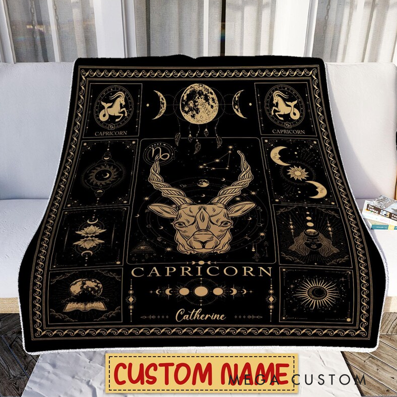 Personalized Zodiac Capricorn Blanket Custom Name Constellations Quilt Tarot Horoscope Astrology Blanket Horoscope Blanket for Capricorn