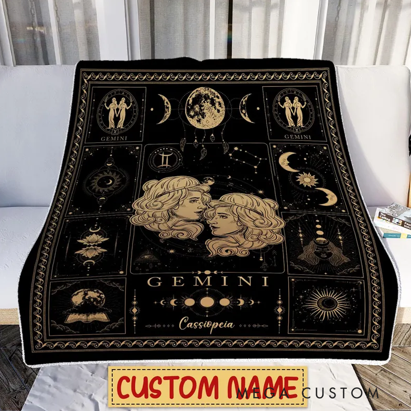 Personalized Zodiac Gemini Blanket Custom Name Constellations Quilt Tarot Horoscope Astrology Blanket Horoscope Blanket for Gemini