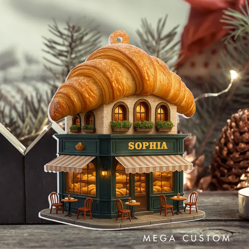 Personalized Bakery Christmas Ornament 2D Acrylic Baking Lover Ornament with Name Xmas Tree Decoration for Baking Lover Gift