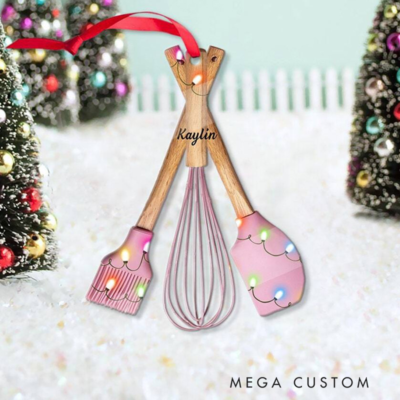 Personalized Baking Tools Christmas Ornament for Pastry Chefs and Kitchen Lovers 2D Flat Acrylic Holiday Decor for Baking Lover Gift
