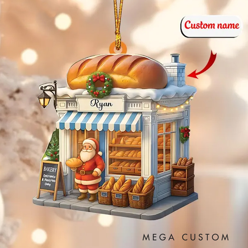 Personalized Name Bakery Christmas Ornament 2025 Acrylic 2D Bakery Keepsake Holiday Tree Decor for Bakers Baking Lover Gift