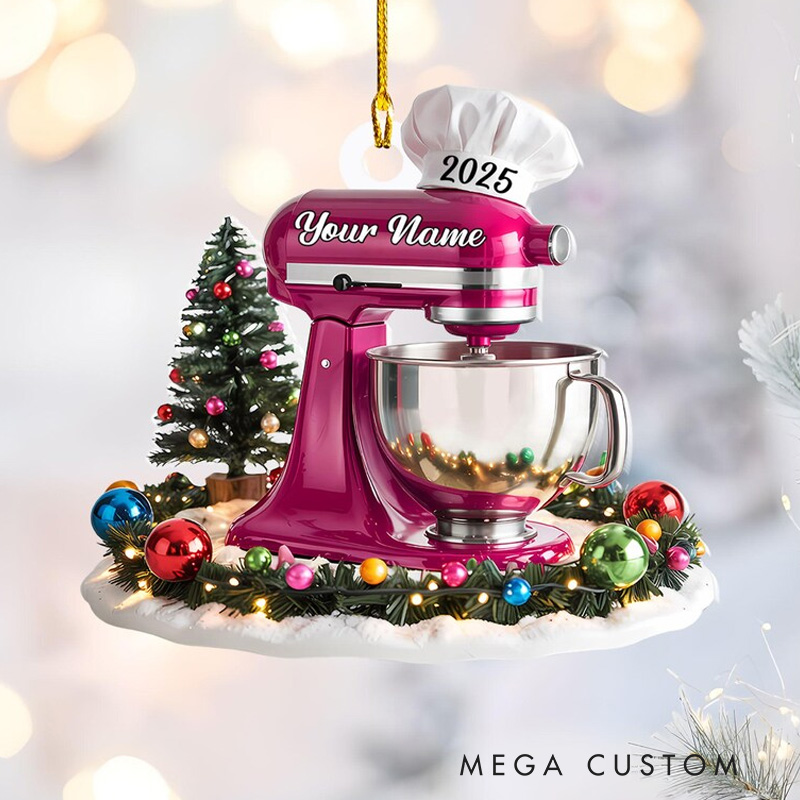 Personalized Baking Mixer Christmas Ornament 2025 Acrylic Kitchen Appliance Keepsake Holiday Tree Decor for Bakers and Pastry Lovers Baking Lover Gift