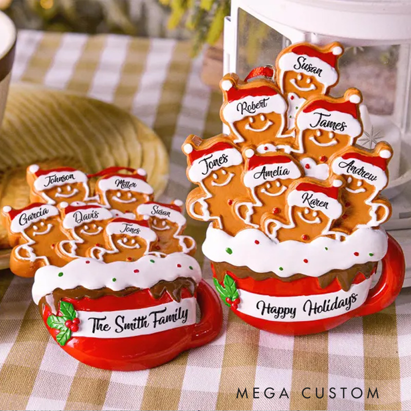 Personalized 2025 Family Gingerbread Christmas Ornament Acrylic Bakery Keepsake Holiday Tree Decor for Pastry Lovers Baking Lover Gift
