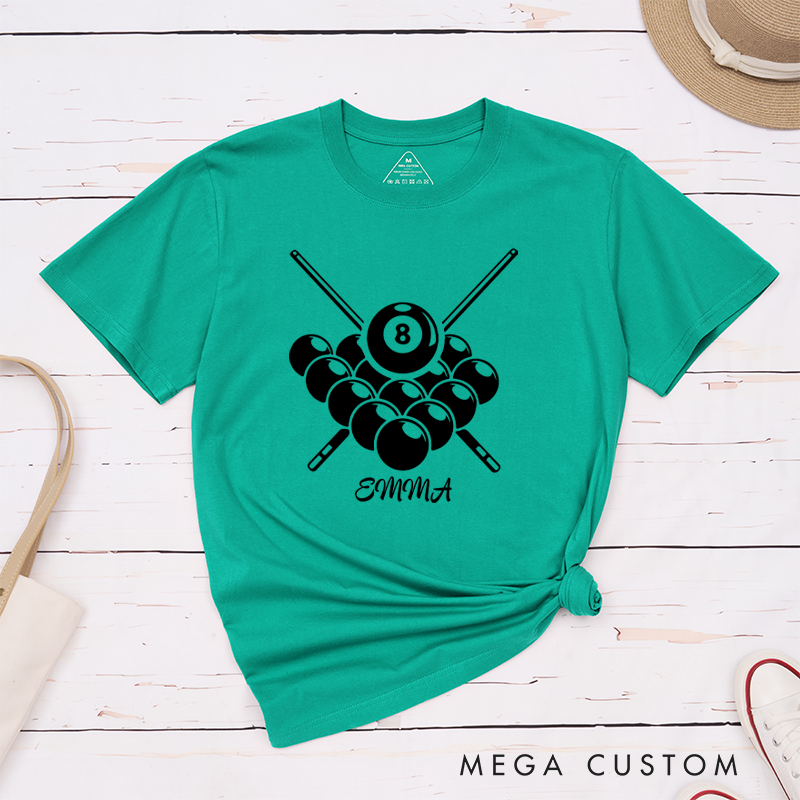Personalized Pool T-Shirts for Players and Fans with Custom Name