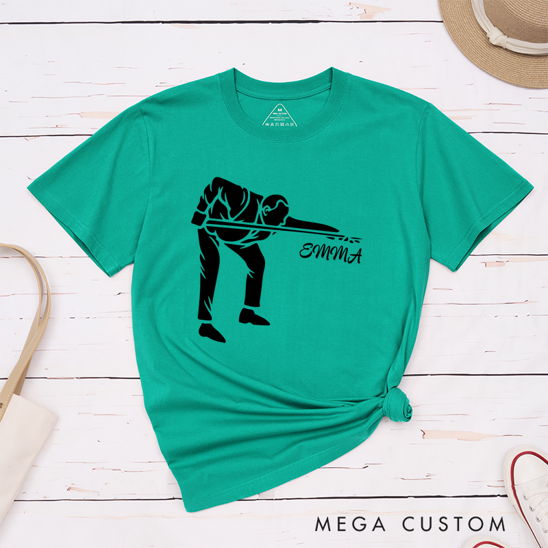 Personalized Billiards, Pool, and Snooker T-Shirts with Custom Your Name on Your Front