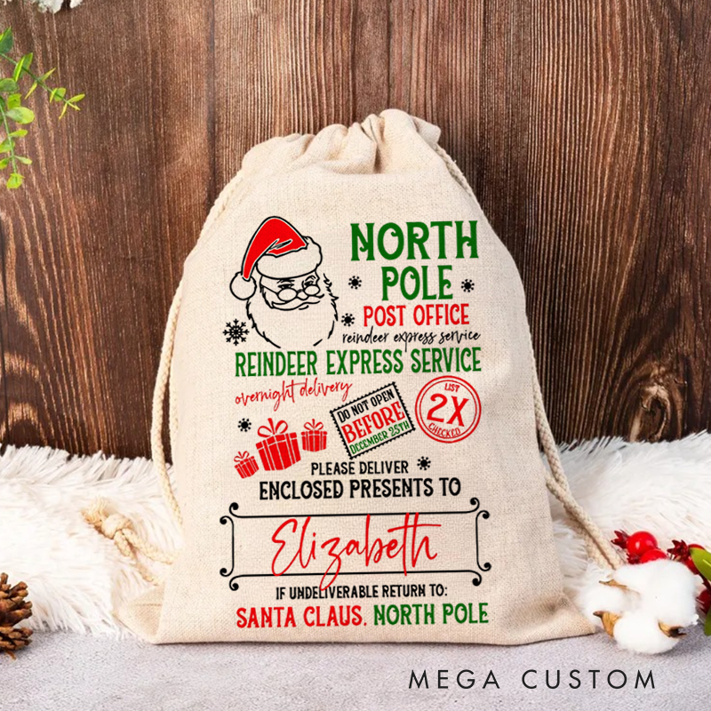 Personalized  Christmas Large Santa Sack Christmas Present Sack Kids Christmas Gift Bag Special Delivery Christmas Santa Clause Holiday Gift Bag Kids