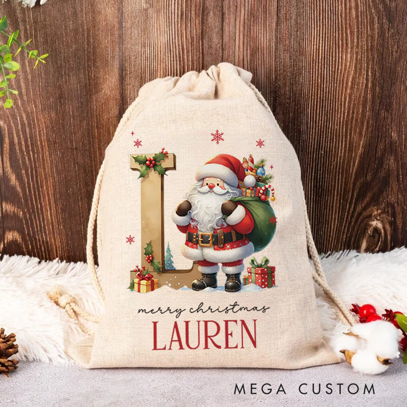 Personalized Santa Claus Christmas Gift Bags Custom Santa Design Christmas Bag Christmas Present Bag Holiday Gift Bags for Kids