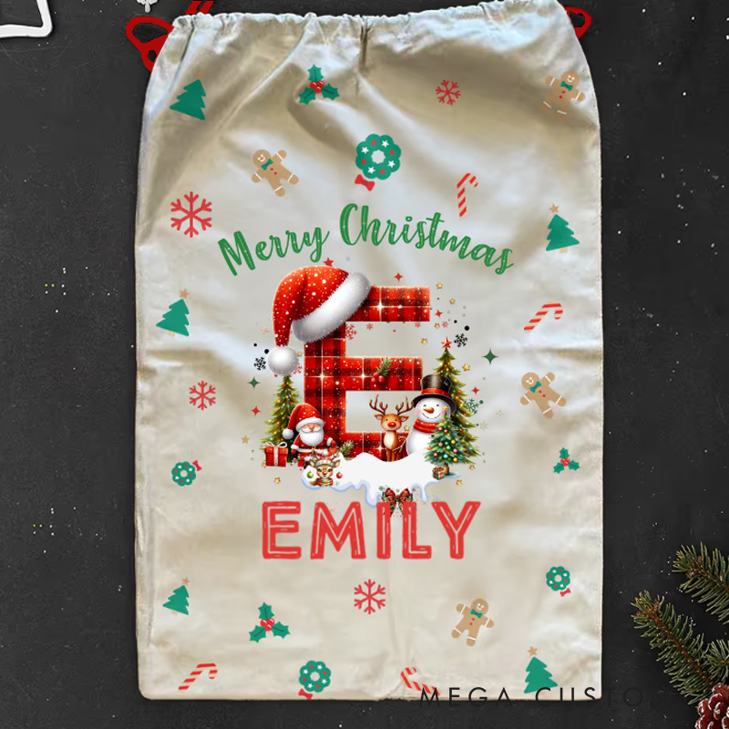 Personalized Initial Christmas Sack with Name Christmas Gift Christmas Decor Gift
