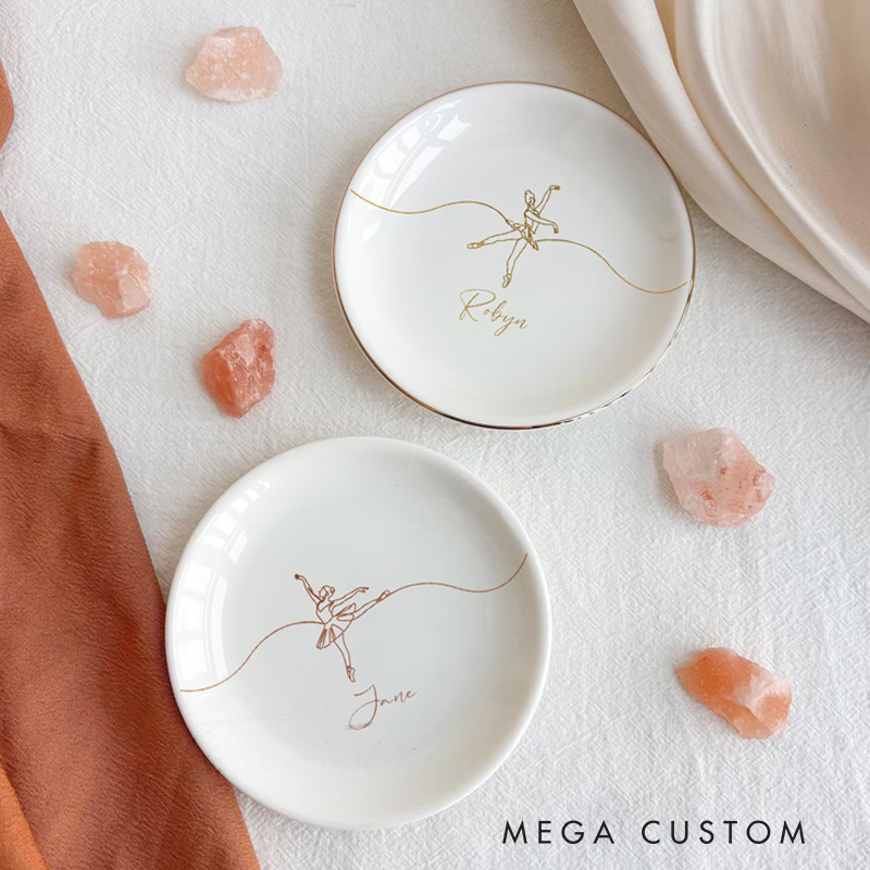 Personalized Ballerina Jewelry Dish Dance Gift For Little Girls Dance Teacher Recital Gifts Ballet Dancer Trinket Tray Dance Team Ring Holder