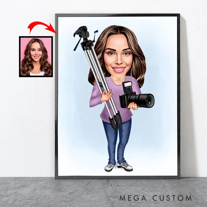 Personalized Cartoon Photographer Portrait Photographer Gift