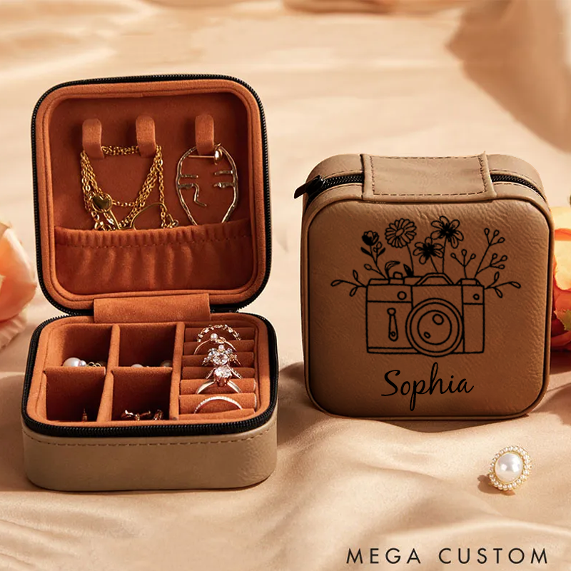 Personalized Photographer Jewelry Box Camera Gifts for Girls Travel Jewelry Box With Name Gift for Photographer Camera Lover