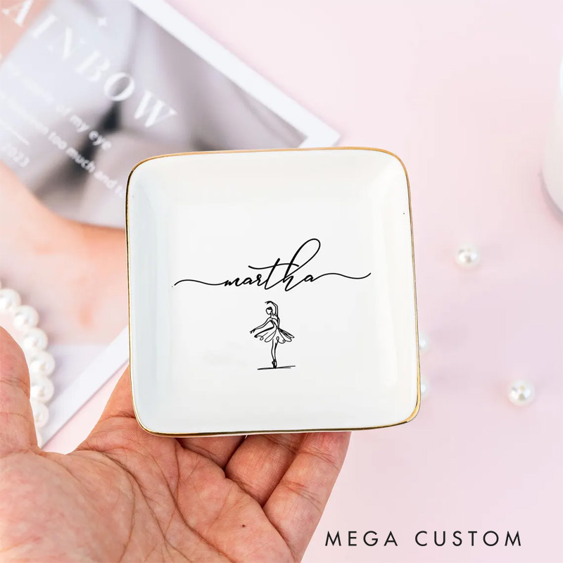 Personalized Ballet Girl Jewelry Dish Dance Gift For Little Girls Dance Teacher Recital Gifts Ballet Dancer Trinket Tray Dance Team Ring Holder