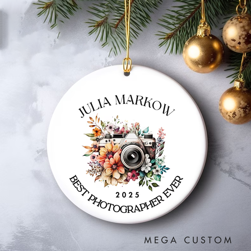 Photographer Ornament Custom Photographer and Photography Lover Gift Photography Ornament Camera Floral Keepsake Christmas
