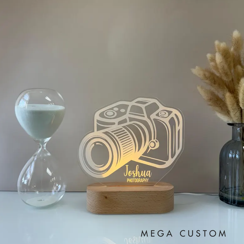 Personalized Camera Night Light Custom LED Photo Room Lamp Perfect Photographer Gift Unique Decor Bedroom Nightlight