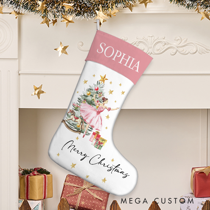 Personalized Christmas Santa Stocking Christmas Nutcracker Ballerina Reindeer Stocking for Christmas Special Delivery Kids Stocking